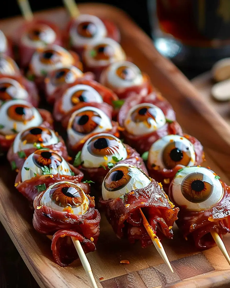 Creepy Cute Skewered Beef Salami Eyeballs: A Fun Party Treat