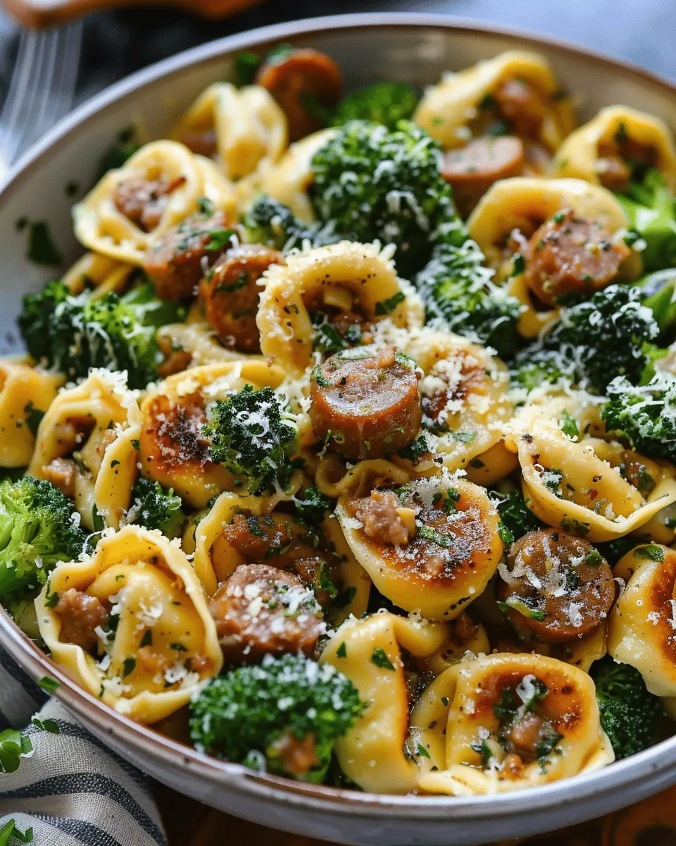 Garlic Parmesan Tortellini: Easy Sausage and Broccoli Delight