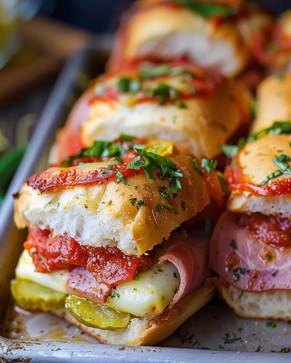Hot Italian Sub Sliders: Juicy Turkey Bacon and Chicken Ham Delight