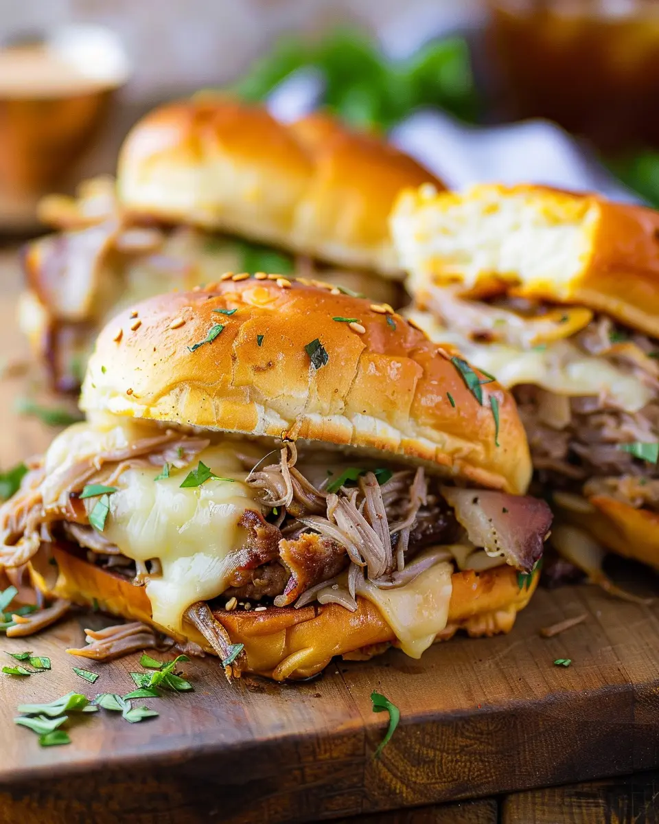 Easy French Dip Sliders Recipe: Juicy Turkey Bacon &amp; Chicken Ham Delight