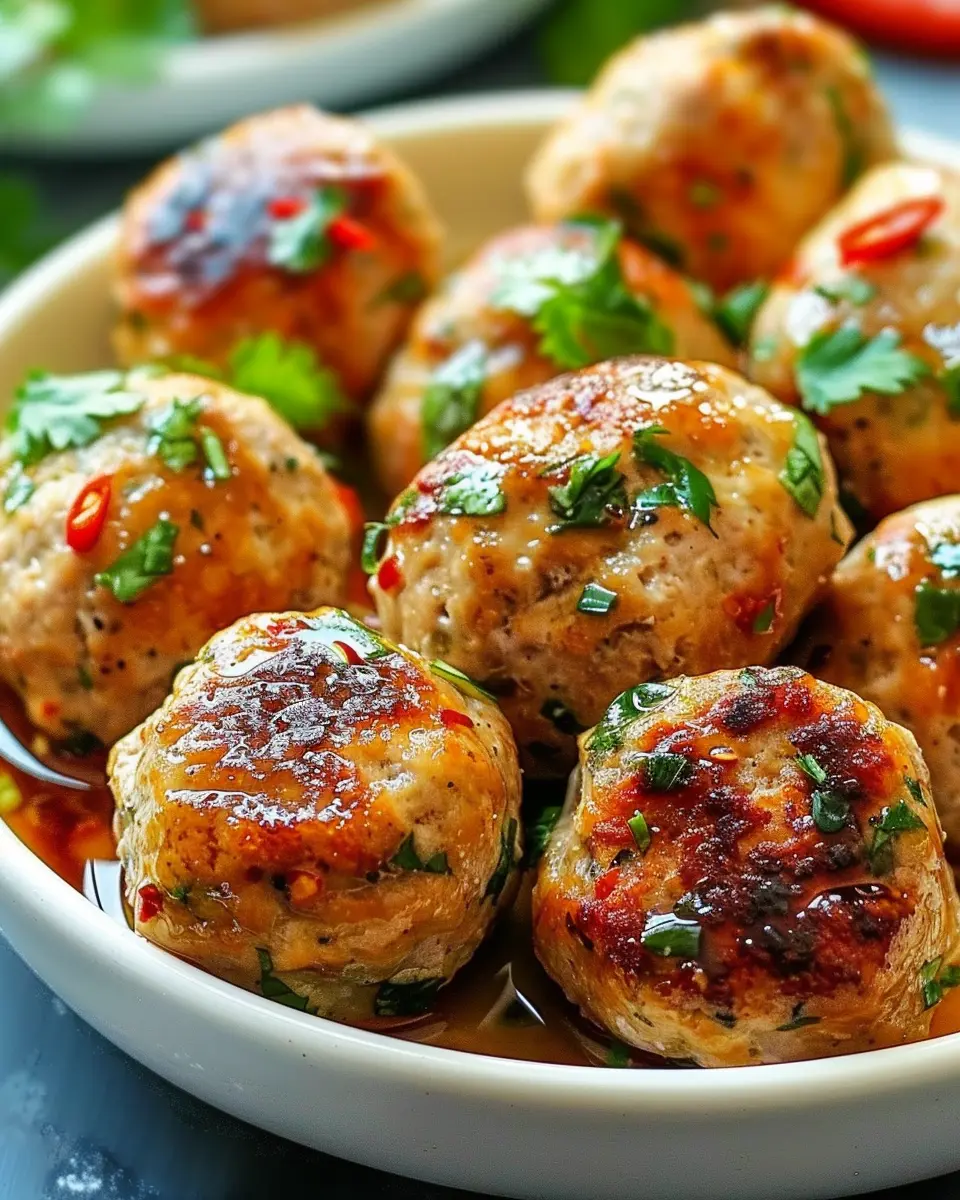 Easy Thai Baked Chicken Meatballs that are Juicy and Flavorful