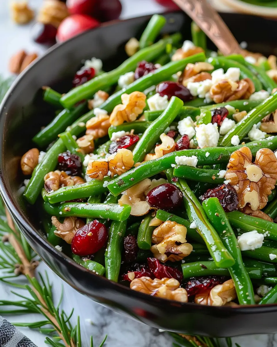 Holiday Green Bean Salad: Joyful Feta, Cranberries &amp; Walnuts