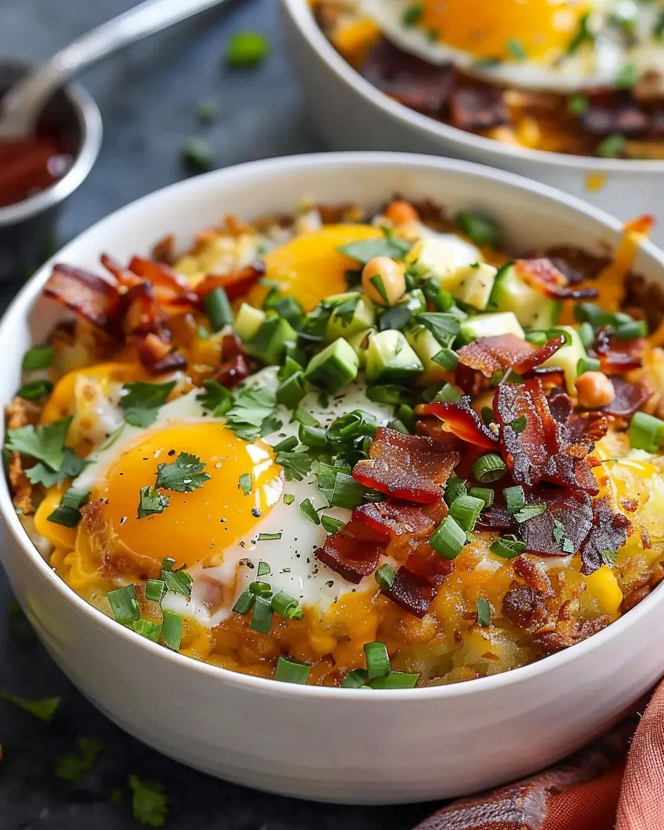 Hash Brown Breakfast Bowls: Indulgent Start with Turkey Bacon and Chicken Ham