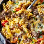 Philly Cheesesteak Pasta Skillet