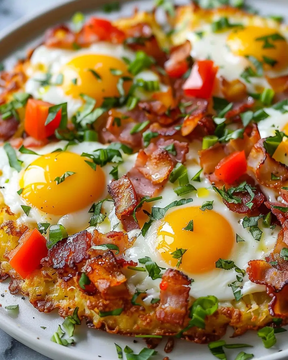 Breakfast pizza hash brown crust: Easy turkey bacon delight at home