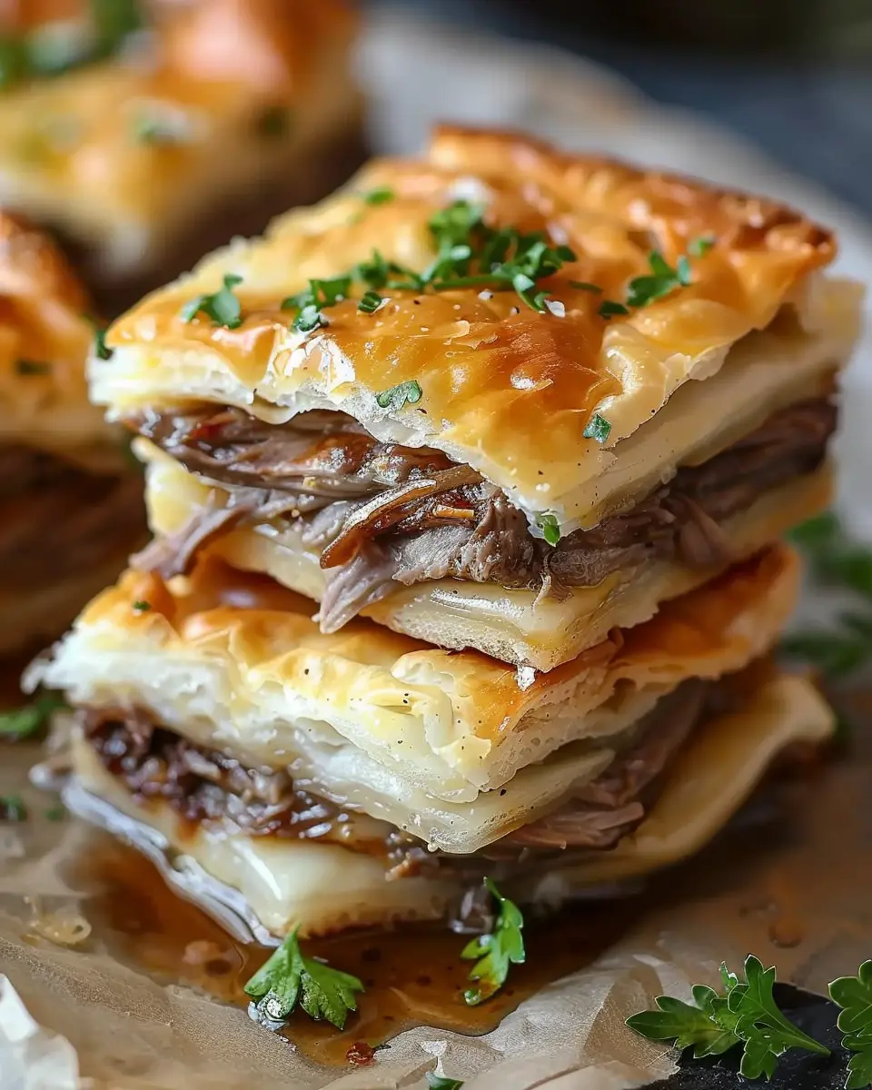 French Dip Squares: Easy Comfort Food with Turkey Bacon Twist