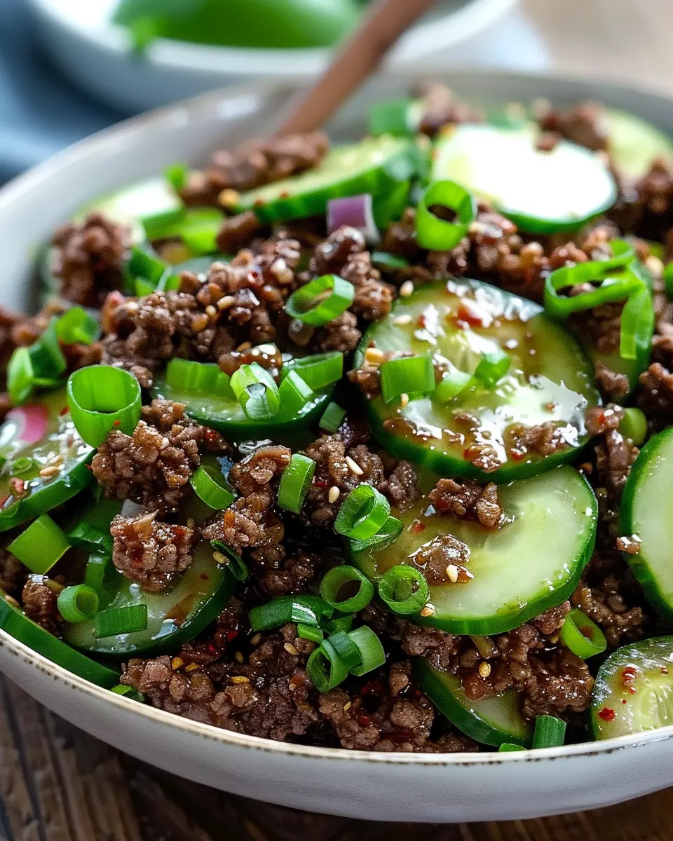Spicy Korean Ground Beef: Easy Delight with Cucumber Salad