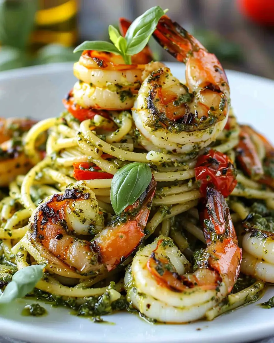 Pesto Pasta and Grilled Shrimp Stack: A Flavorful Dinner Delight