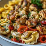 Cowboy Butter Garlic Chicken Tortellini with Fire-Roasted Red Peppers