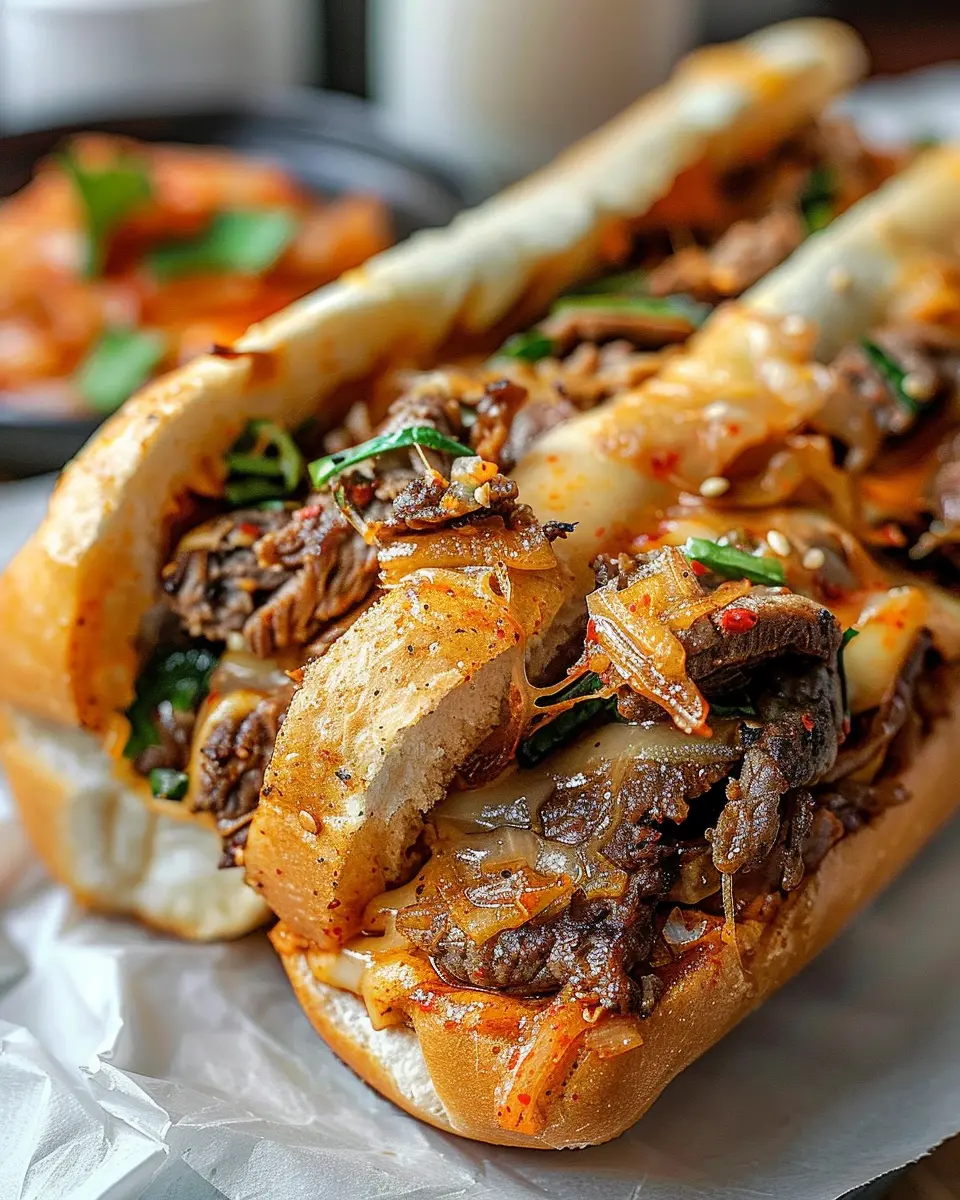 Korean-Inspired Kimchi Bulgogi Cheesesteak with Turkey Bacon Twist