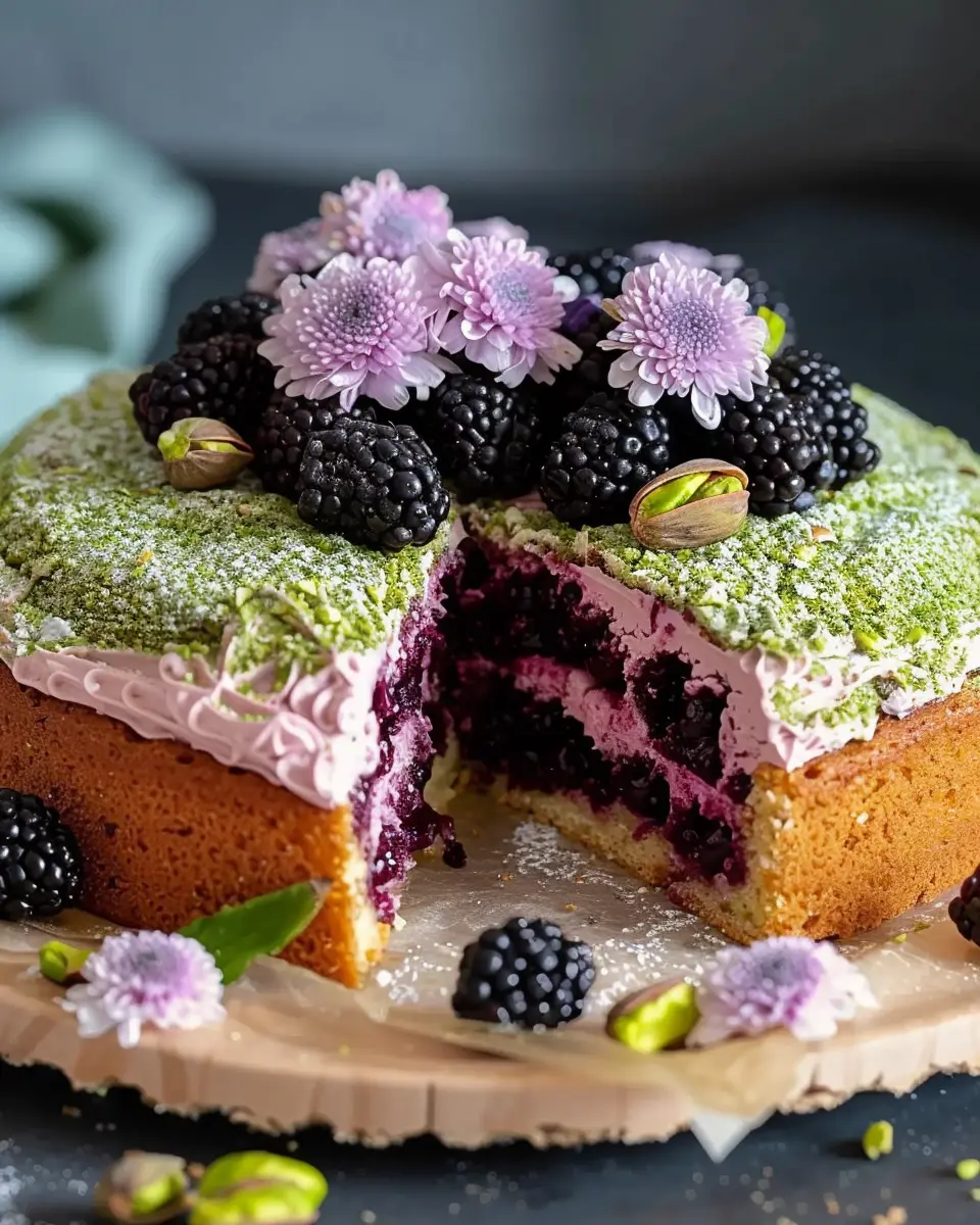 Pistachio and Blackberry Olive Oil Cake Recipe: Easy and Indulgent