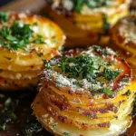 Roasted Garlic Parmesan Potato Stacks