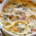 Creamy Tuscan Ravioli Soup