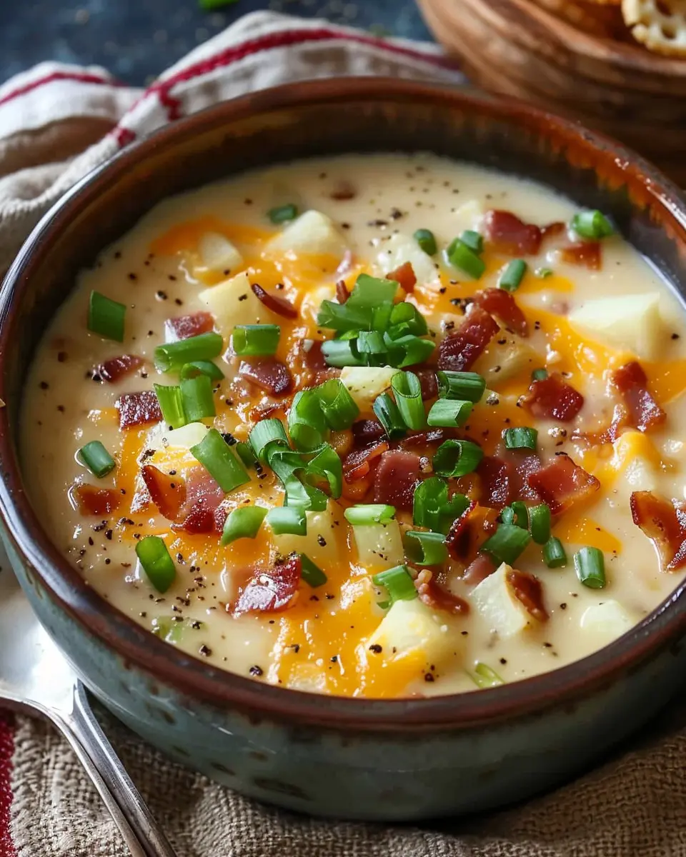 Comforting Loaded Baked Potato Soup with Turkey Bacon Twist