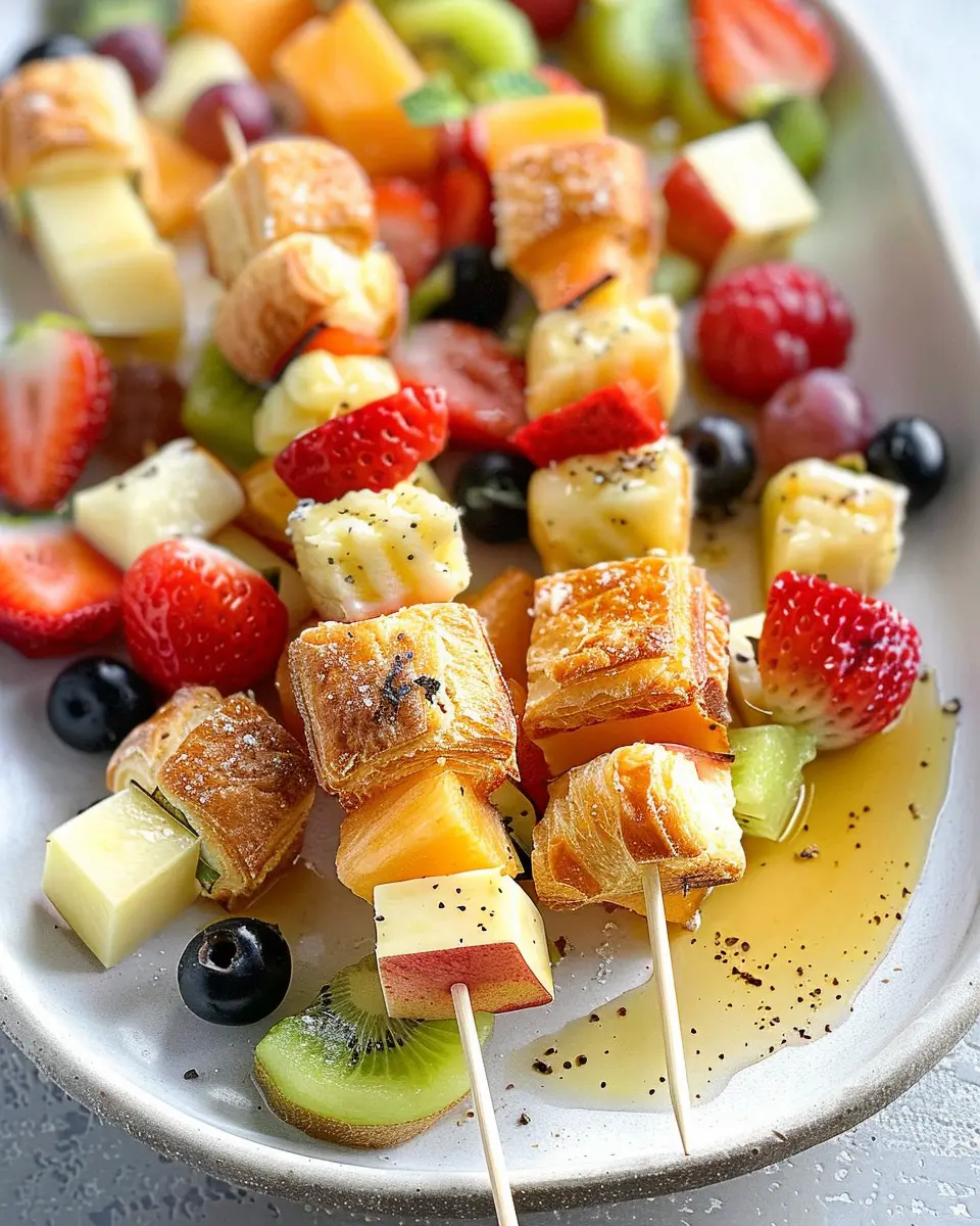 Fruit and Cheese Kabobs: Easy Delight with Croissant Croutons