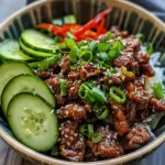 Spicy Keto Korean Beef with Cucumber Salad